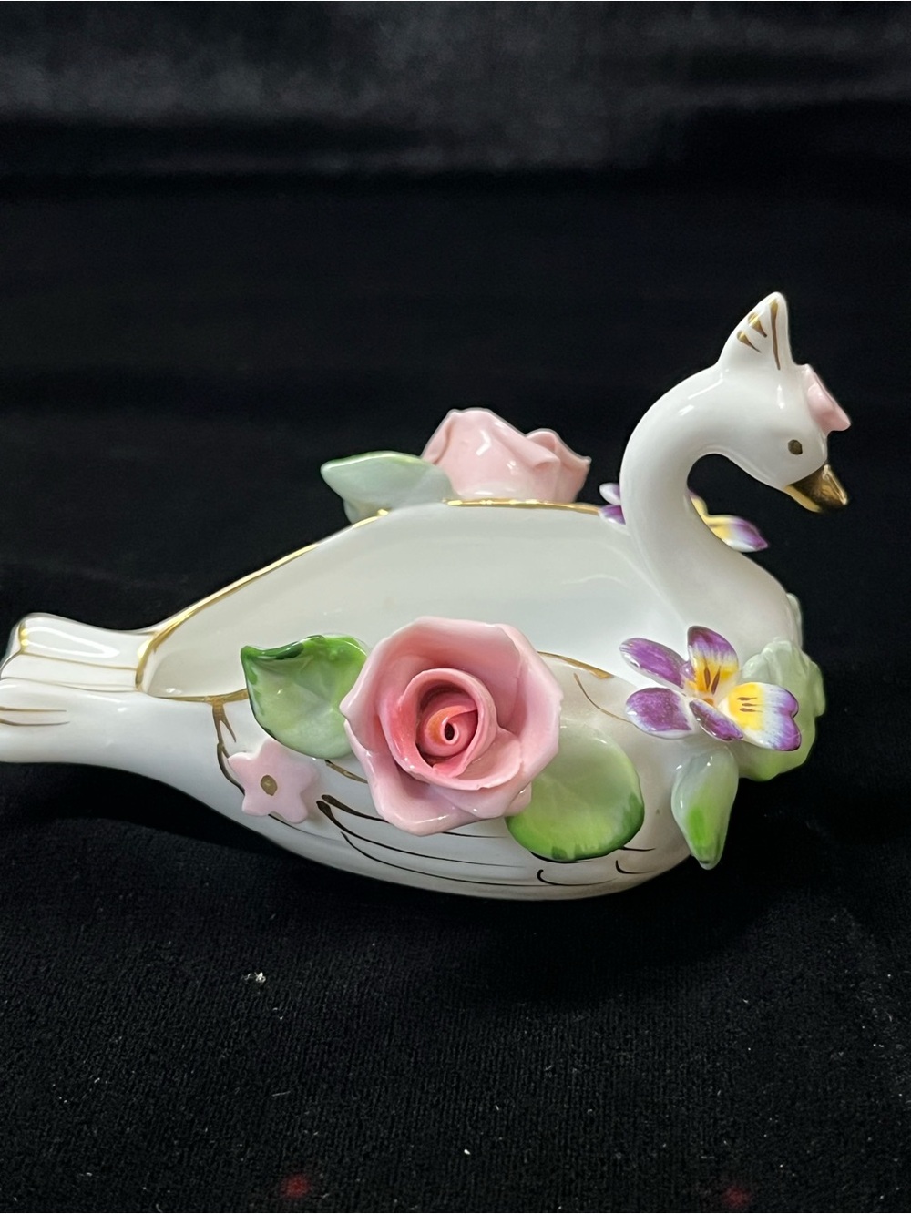 Vintage Lefton China Swan Trinket Dishes - Full Set, Hand-Painted (1950s) - Picture 5 of 15